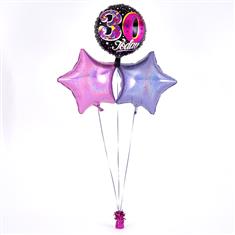 Birthday 30th Balloon Bouquet Black 