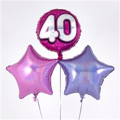 Birthday 40th Balloon Bouquet Pink
