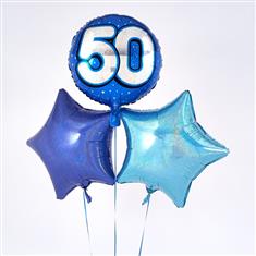 Birthday 50th Balloon Bouquet Blue