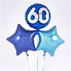 Birthday 60th Balloon Bouquet Blue