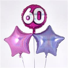 Birthday 60th Balloon Bouquet Pink
