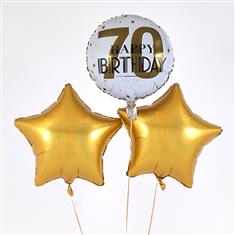 Birthday 70th Balloon Bouquet Gold