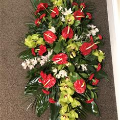 Green, White and Red Tropical Coffin Spray 