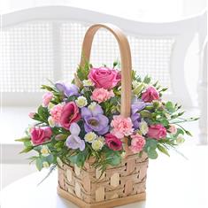 Large Pink and Lilac Funeral Basket