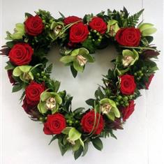 Red Rose and Green Orchid Heart