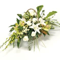 White and Green Funeral Basket