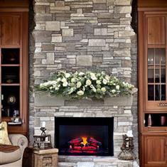 White and Green Fireplace Arrangement 
