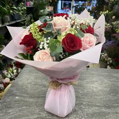 Roses and Viburnums Hand Tied  