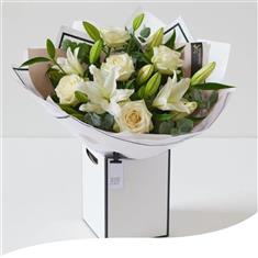 Gift Box - Beautifully Simple White Roses &amp; Lilies