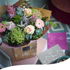 Mother&#39;s Day Gift Set - Pastel Hand-Tied, Chocs &amp; Card