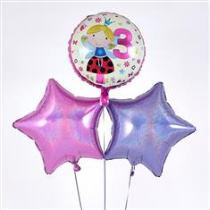 3rd Birthday Balloon Bouquet Girl