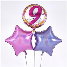 9th Birthday Balloon Bouquet Pink