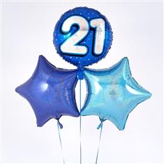 Birthday 21st Balloon Bouquet Blue