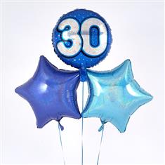 Birthday 30th Balloon Bouquet Blue