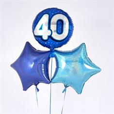 Birthday 40th Balloon Bouquet Blue