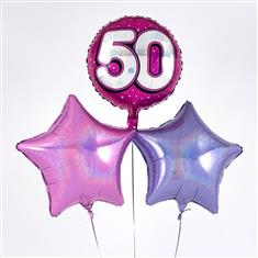 Birthday 50th Balloon Bouquet Pink