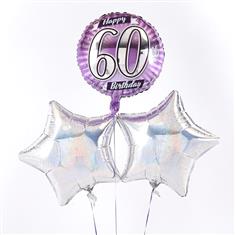 Birthday 60th Balloon Bouquet Silver