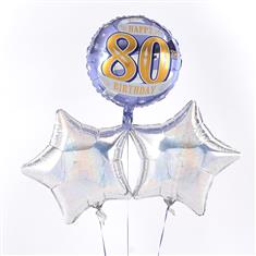 Birthday 80th Balloon Bouquet Silver