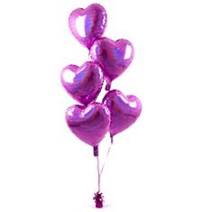 Five Heart Balloon Bouquet Pink