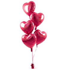 Five Heart Balloon Bouquet Red