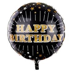 Happy Birthday Balloon Black and Gold 