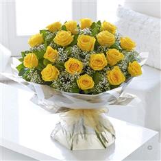 Heavenly Yellow Rose Hand Tied Large