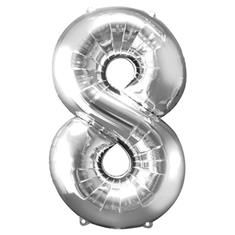 Large Silver 8 Balloon