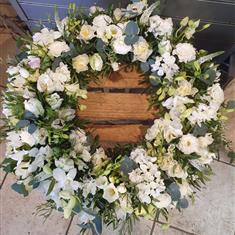 Large White Mixed Flower Wreath