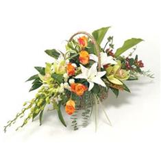 Orange White and Green Funeral Basket