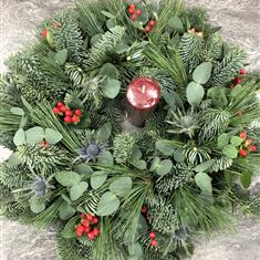 Pine Table Candle Arrangement 