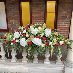 Red Green and White Casket Spray