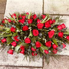 Red Rose and Lily Of The Valley Coffin Spray
