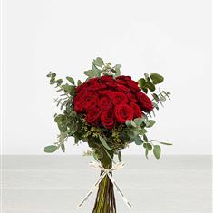 Red Roses with Eucalyptus