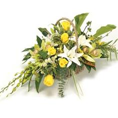 Yellow and White Funeral Basket