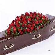 Rose and Carnation Casket Spray - Red 4ft