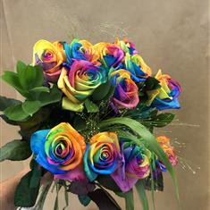 12 Rainbow Roses