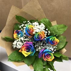 6 Rainbow Roses