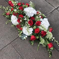 Red and White and Green Coffin Spray 