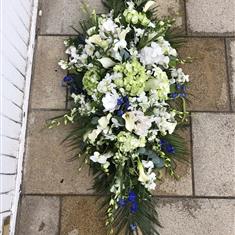 Green Hydrangea and White Orchid Coffin Spray 