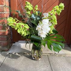 Luxury Green and White Cymbidium Vase 