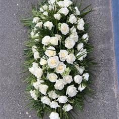 Luxury White Rose Coffin Spray 