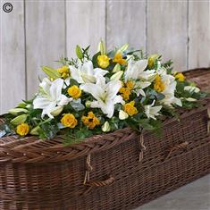 Lily and Rose Casket Spray Yellow