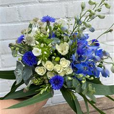 Blue and White Bridal Bouquet 