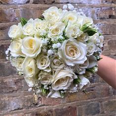 Elegant White Rose Bridal Bouquet