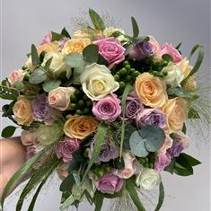 Mixed Pastel Rose Bridal Bouquet