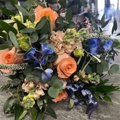 Orange and Blue Bridal Bouquet