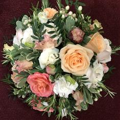 Peach and White Bridal Bouquet 