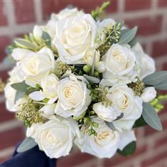 White Avalanche and Freesia Bridal Bouquet 