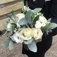 White Lisianthus and Rose Bridal Bouquet