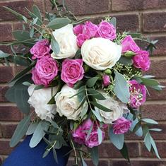 White Rose and Pink Spray Rose Bouquet